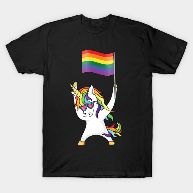 LGBT Unicorn Pride Flag Gay Lesbian Trans Rainbow T-Shirt by Shirtsurf